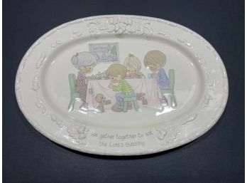 Precious Moments 'we Gather Together To Ask The Lords Blessing' Raised Relief Porcelain Decorative Platter