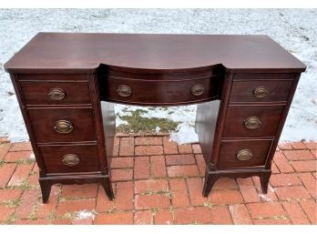 Attractive 1940's Era Mahogany Seven Drawer Executive Desk