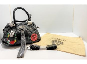 Designer Ed Hardy Detailed Lucy Satchel With Detachable Shoulder Strap - Still In Original Wrapping