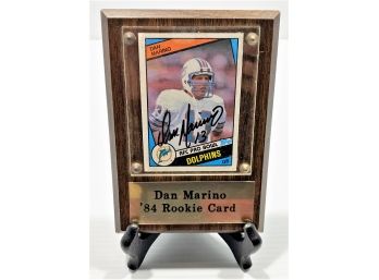 1984 Dan Marino Autographed Rookie Card On Wooden Plaque