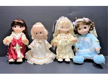 Lot Of Cute Vintage Precious Moments Dolls Including Bride, Two Angels & Medieval Girl