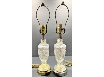 MCM Etched Frosted Crystal Table Lamps