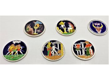 Vintage Set Of Six Hand Made Coasters By Tassoulis - Made In Greece