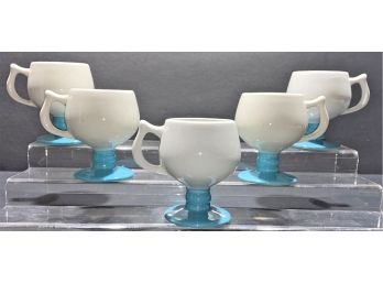 Gorgeous Caribe Mid Century Modern Grey & Blue Gradient Coffee Cups - Set Of Six Made In Puerto Rico