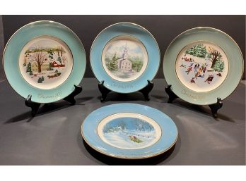 Lot Of Four Wedgewood For Avon Christmas Collectors Plates - 1973-76