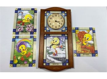 'The Tweety' Stained Glass Clock By The Danbury Mint  - Four Different Seasons