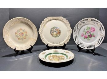 Lot Of Four Vintage Porcelain Plates - Includes 22k Gold Accented Plates, Princess House, King Quality, Etc