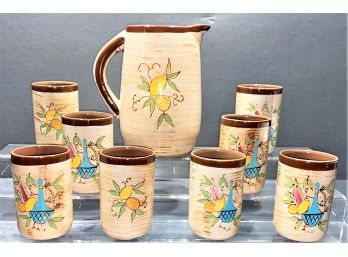 Set Of Eight Ceramic Delcoronado Small Cups And Large Pitcher - Made In Japan By Nasco Products