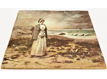 1899 The Ullman MFG Co. Antique Print Of Colonial Women Looking Out Over The Sea