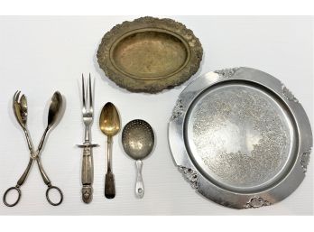 Mixed Assortment Of Vintage Silver Plate Including Antique Sheffield Silver Over Copper, Etc