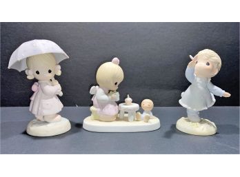 Three Jonathan David Precious Moments Figurines Including 'April', Girl With Butterfly, Etc