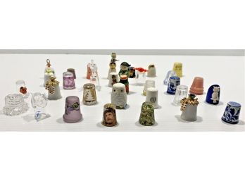 (Lot #7) Of Vintage Thimbles Including Glass Thimbles, Floral Thimbles, Cute Owl Thimble, Etc