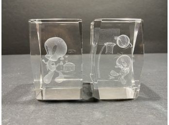 Really Cool 3D Laser Etched Crystal Tweety Bird Paper Weights