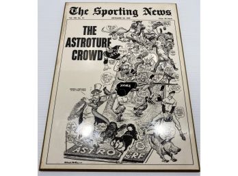 September 20th, 1969 The Sporting News Wooden Plaque Depicting The Astroturf Crowd By Willard Mullin