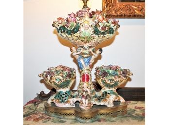 Striking Capodimonte Table Lamp - Vintage In Working Condition