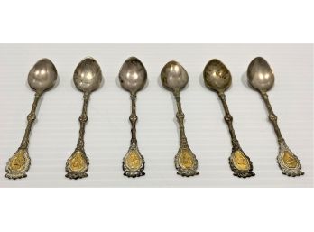 Set Of Six Antique Demitasse Spoons Made In Italy