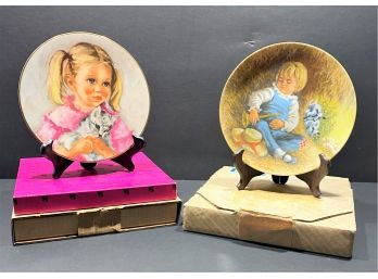 Vintage Reco Little Boy Blue By John McClelland & Jennifer And Jenny Fur By Marian Carlsen Collectors Plates