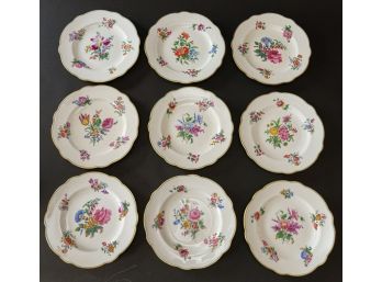 Nine Coalport 10 Inch Plates, Old Coalport Pattern