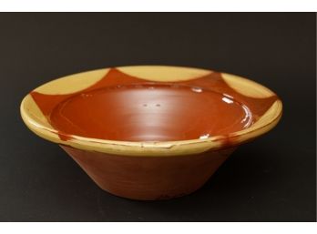 Large Spanish Bowl, Brown And Yellow, 16 Inches In Diameter.