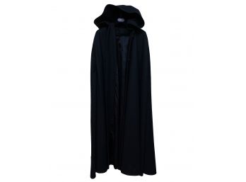 Floor Length Black Wool Cape With Hood, Fully Lined. One Size Fits All.