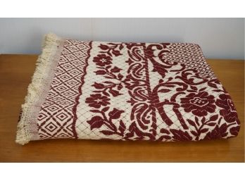 Maroon & Ivory Hand Woven Reversible Greek Throw, 5 X 6