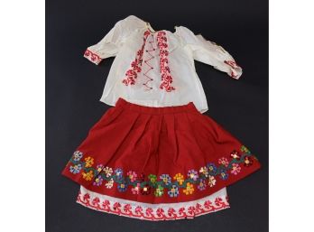 Childs Greek Skirt And Blouse, Hand Embroidered And Sequined, Approximate Size 8 Or 10.