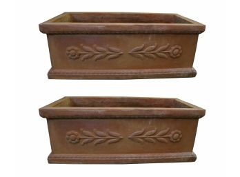 2 Large Pottery Planters, 22 Inches Long