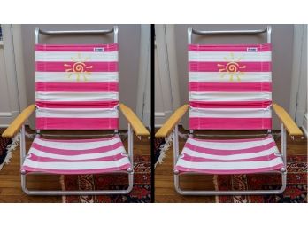 2 Adjustable Folding Beach Chairs