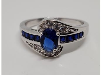 Beautiful Cultured Sapphire Wedding Ring Marked 925