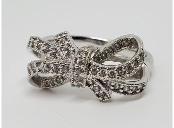Stunning Bow Ring In Sterling Silver & Cubic Zirconia
