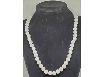 White Onyx Beaded Necklace In Sterling