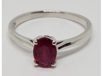 Fissure Filled Ruby Ring In Platinum Over Sterling