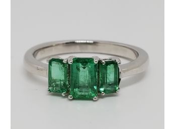 AAA Kagem Zambian Intense Green Emerald Ring In Sterling