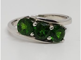 Russian Diopside Bypass Ring In Platinum Over Sterling