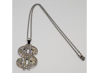 Bling Bling Crystal Money Sign Pendant Necklace