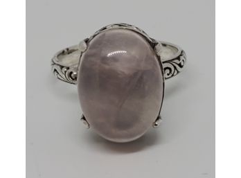 Bali Rose Quartz Ring In Sterling Silver