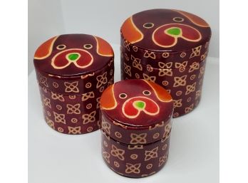 Set Of 3 Leather Nesting Dog Containers