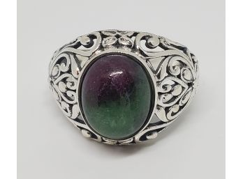 Ruby Zoisite Ring In Sterling Silver
