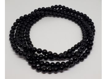 Beautiful Long Black Agate Endless Beaded Necklace