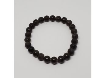Black Obsidian Bead Stretch Bracelet
