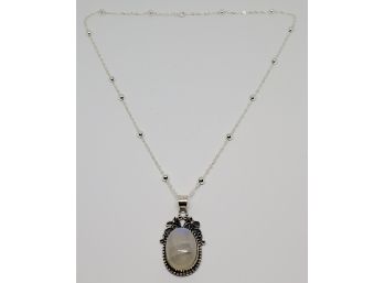 Rainbow Moonstone Pendant With Special Sterling Chain