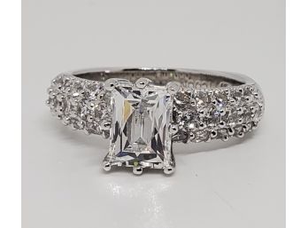 Gorgeous Baguette & Round Platineve Premium Cubic Zirconia Ring In Sterling