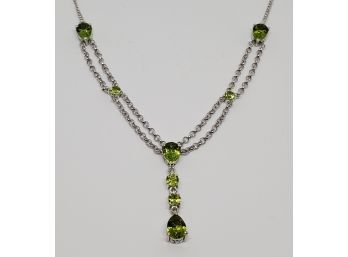 Stunning Peridot Necklace In Platinum Over Sterling