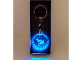 Etched Crystal LED Dog Color Changing Keychain