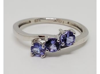Spectacular Tanzanite Ring In Platinum Over Sterling