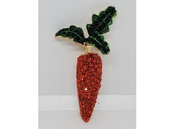 Austrian Crystal Carrot Broach In Gold Tone