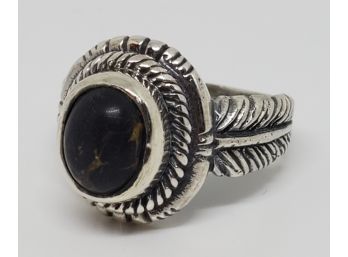 Black Turquoise Ring In Sterling Silver