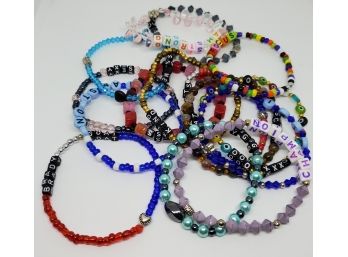Lot Of 15 Hand Made Stretch Bracelets