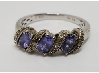 Incredible Silver Ring With Purple Stones Possibly Tanzanite