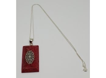 Sponge Coral Pendant Necklace In Sterling